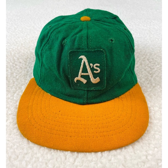 VTG) NEW ERA • 1960s Green/Yellow Collectible Oakland A's Baseball Cap
